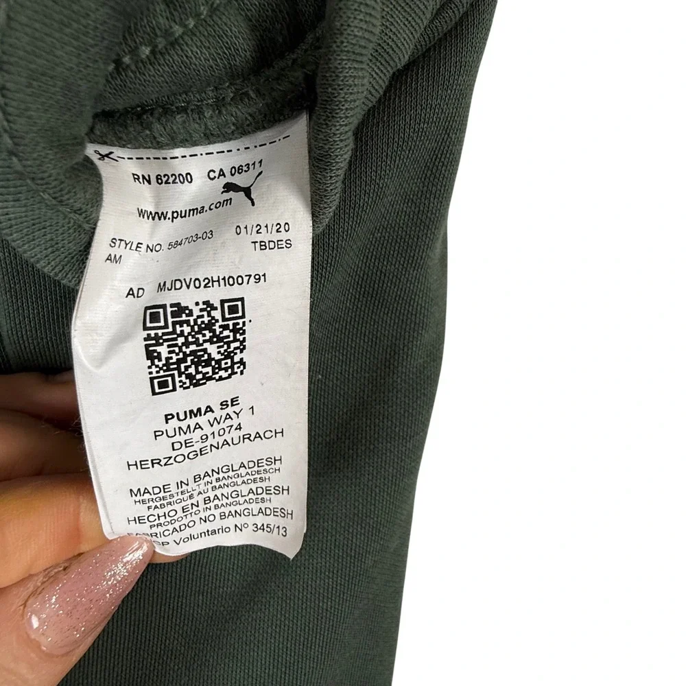 Puma Mens XL Olive Green‎ Fleece Jogger Sweatpants Logo Athletic Drawstring